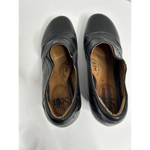 Sofft Shoes Womens 8.5 Loafers Black Leather Slip On Heels Casual Comfort - Picture 5 of 7